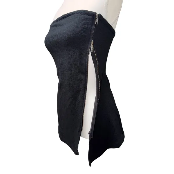 Maeve x Anthropologie Asymmetrical Zipper Tube Top Black/Noir Size Large - Image 6