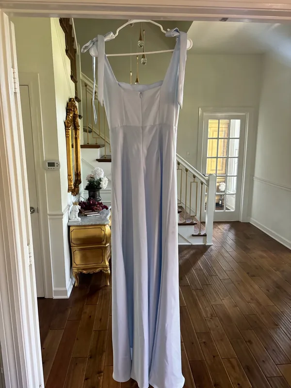 Light baby blue satin long maxi dress - Image 7