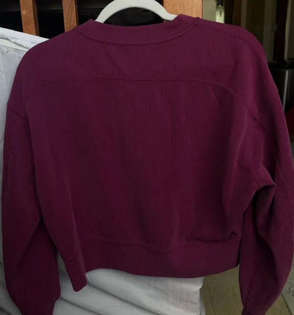 Lululemon Perfectly Oversized Ribbed Crop Crew Magenta - Image 4