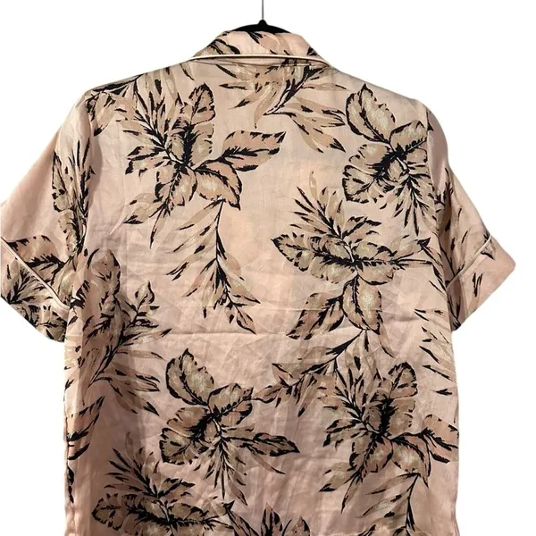 House of Harlow 1960 Pink Tropical Satin Pajama Set‎ Shorts Small Womens - Image 2