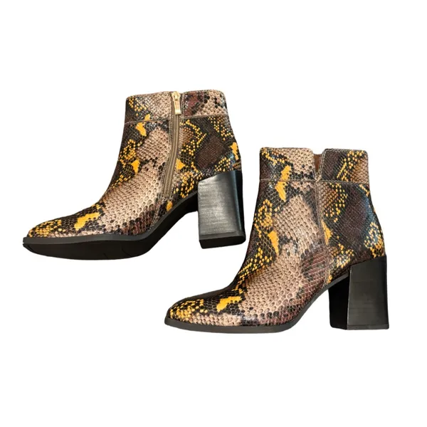 Franco Sarto Generous Snake Skin Block Heel Square Toe Generous Leather Boot 7.5 - Image 3