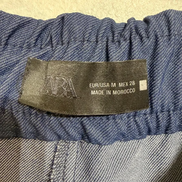 Zara Dark Chambray Wide Leg Trousers Sz M - Image 5