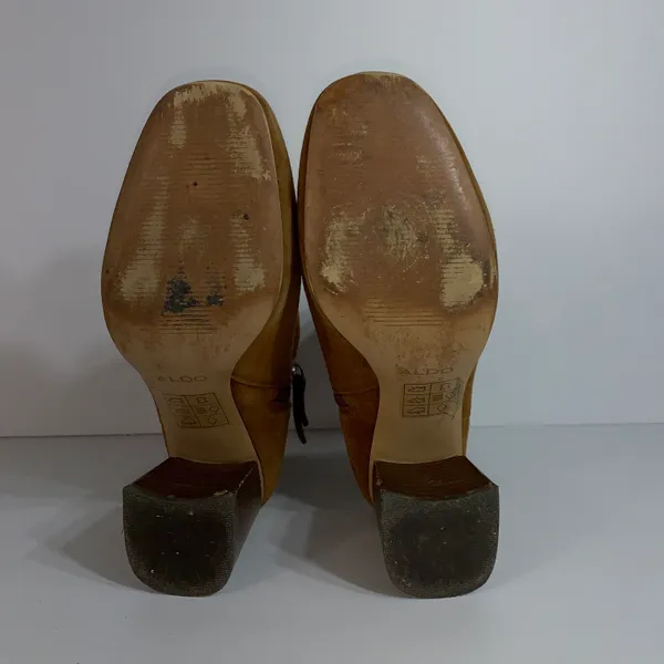 ALDO Gwulia suede ankle Boots Side Zip Block Heel Tan Womens Size 7.5 - Image 10