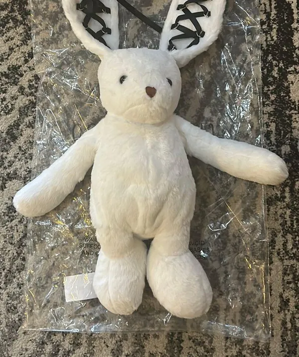 Current Mood Cuddly Bunny Plush Backpack - White - Image 3