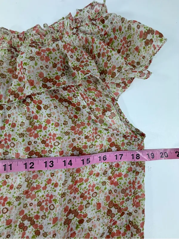 Cottagecore Ditsy Floral Smocked Ruffle Blouse Old Navy L - Image 4