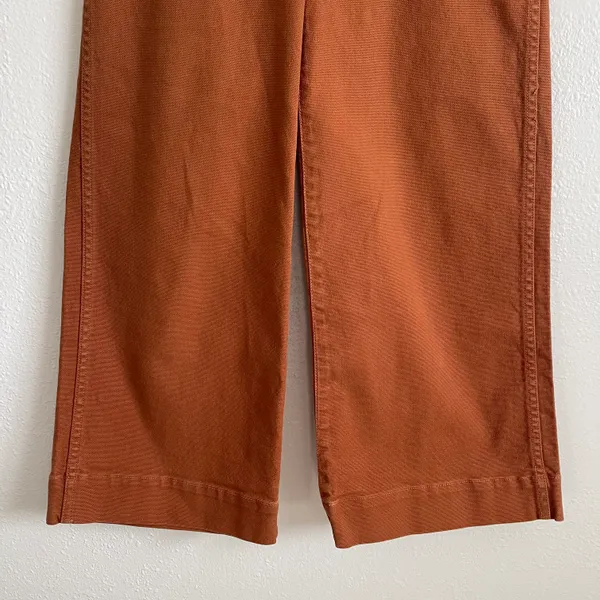 Madewell Orange Rust Retro Emmett High Waisted Wide Leg Crop Jean Trouser Pants - Image 5