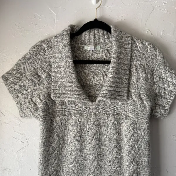 Anthropologie Kimchi‎ Blue Cable Knit Gray Sweater Sm Preppy Gilmore Girls - Image 2