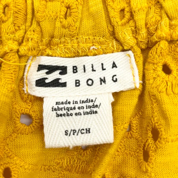 Billabong Womens S Summer Girl Crop Top Sunkissed Yellow‎ Embroidered Eyelet - Image 10
