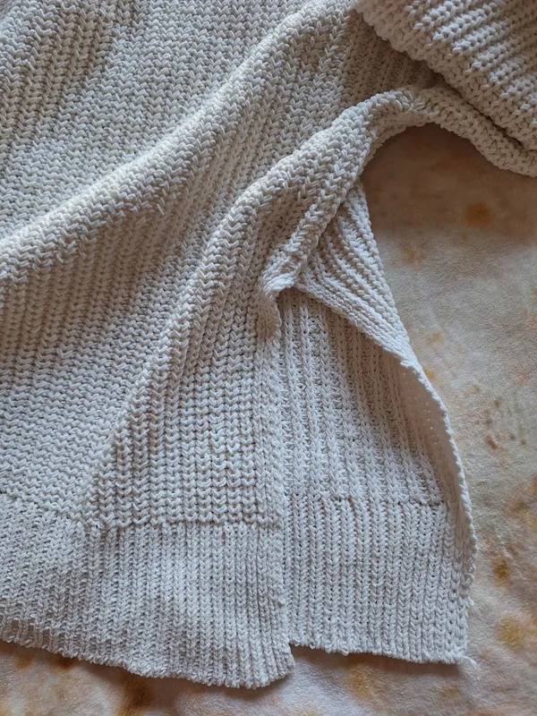 Aerie Cream Chenille Textured Knit Mock Neck Oversized Sweater Size S - Image 5