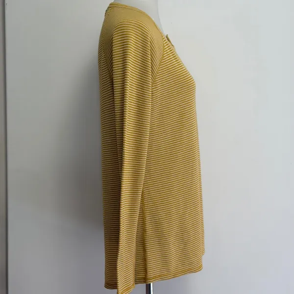 The North Face Top L Yellow Striped Long Sleeve Button Shoulder NF0A339XH9D - Image 3