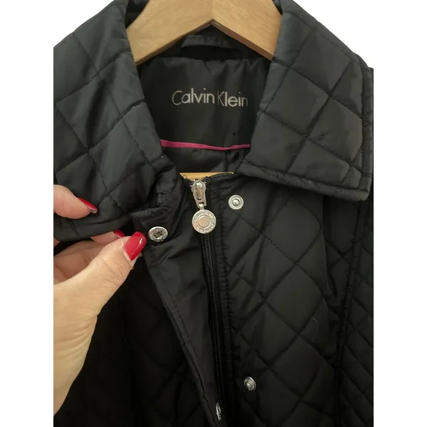 Calvin Klein Black Quilted Puffer Coat Full Zip &‎ Snap Collared Size Small - Image 8