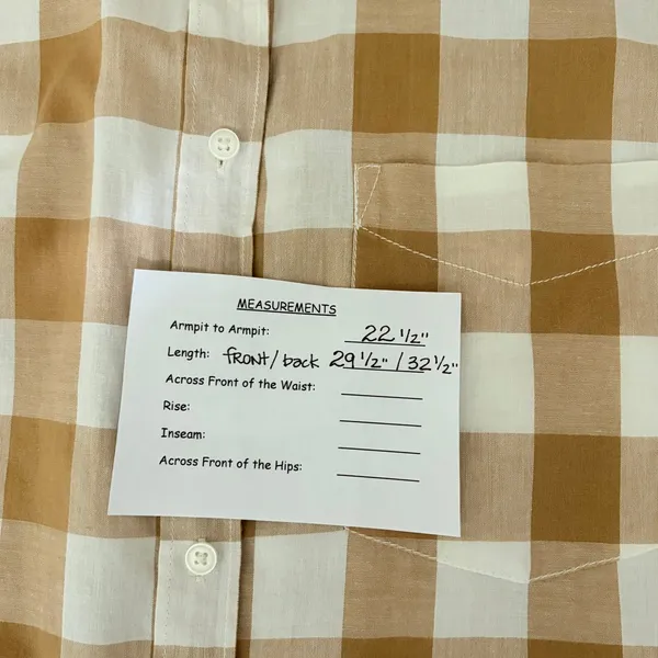 Anthropologie MAEVE Bennet Buttondown Buffalo Check Shirt Brown White Small - Image 12