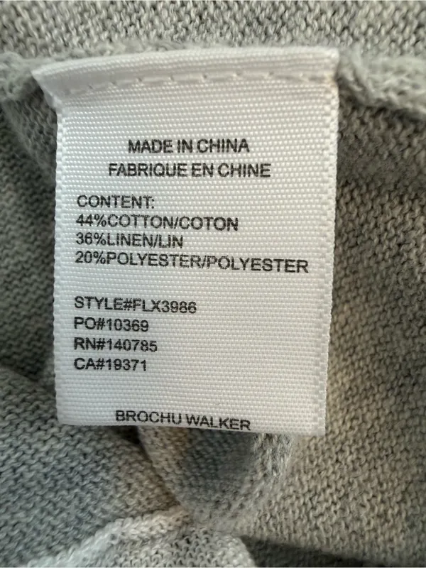 Brochu Walker Jaia Polo Looker Top Small Gray Linen Cotton Layered - Image 7