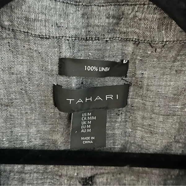 Tahari 100% Linen Dress With Chambray Coloring and convenient side pocket M - Image 6