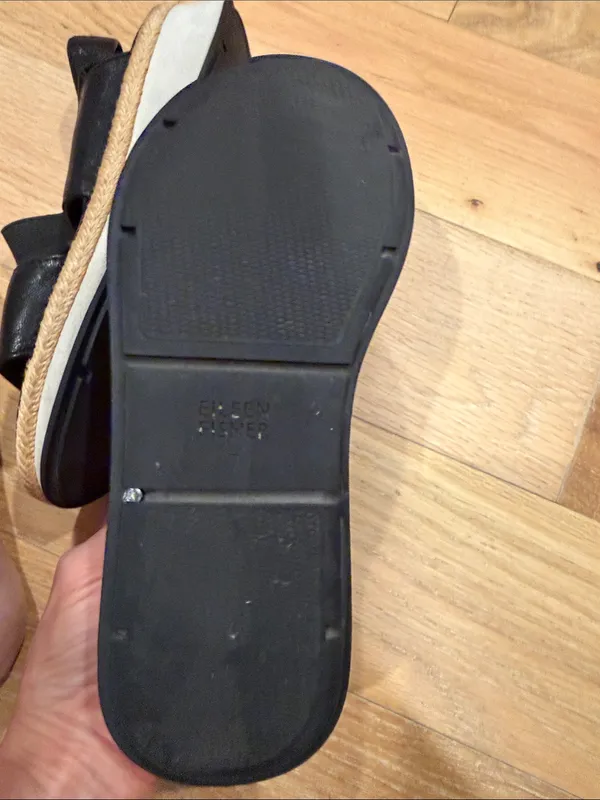 Eileen Fisher dash‎ strappy Black Leather Platform Espadrille Sandal 7 - Image 9