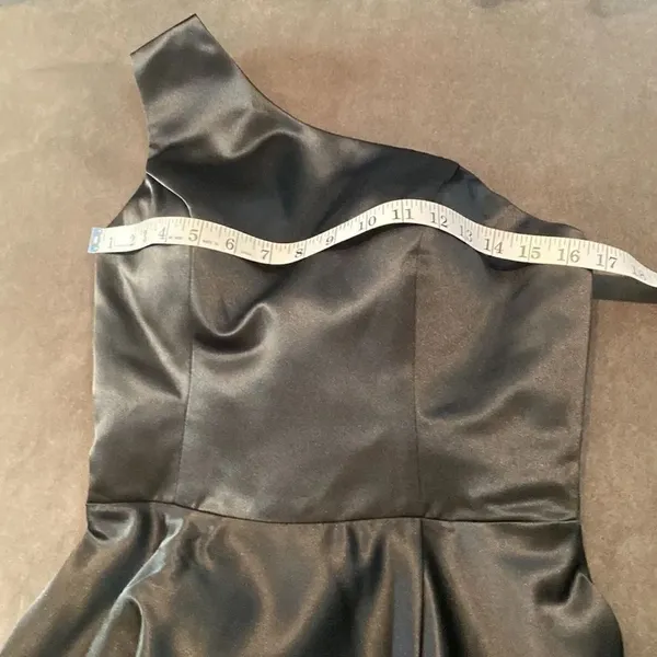 Women’s Black One Shoulder Satin Full Length Prom Party Dress Corset Back Size 2 - Image 13