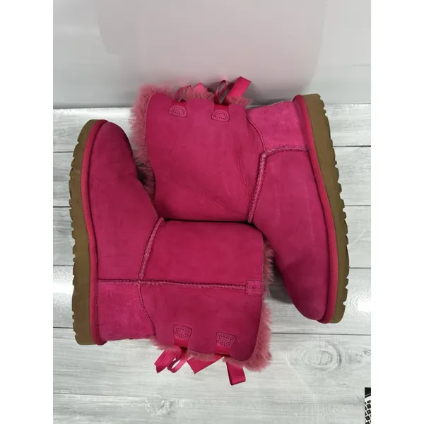 Ugg Mini Bailey Bow Ii Women Ankel Boots Suede Fuchsia Us 6 /Uk 5 /Eu 36 - Image 5