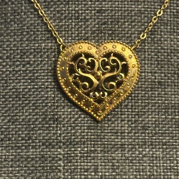 Monet Vintage Filigree Heart Necklace - Image 2