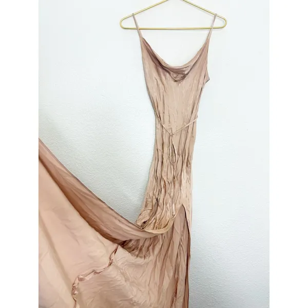 Shona Joy La Lune Bias Cowl Maxi Dress in Desert Rose Satin Size 4 Cocktail - Image 12