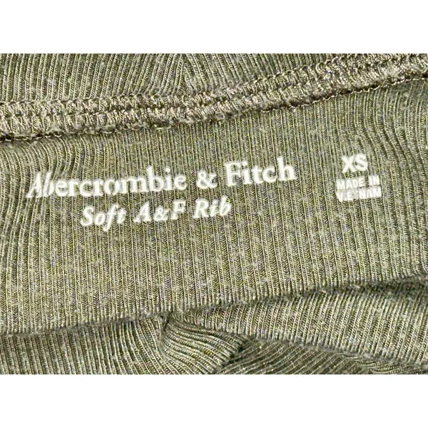 Abercrombie & Fitch Soft AF Rib Knit Green Mock Short Sleeve Crop Top Womens XS - Image 3