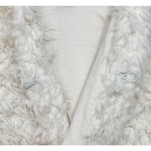 Forever 21 Teddy Jacket Size Small Creamy White Coat Faux Fur Shaggy Glam Chic - Image 5