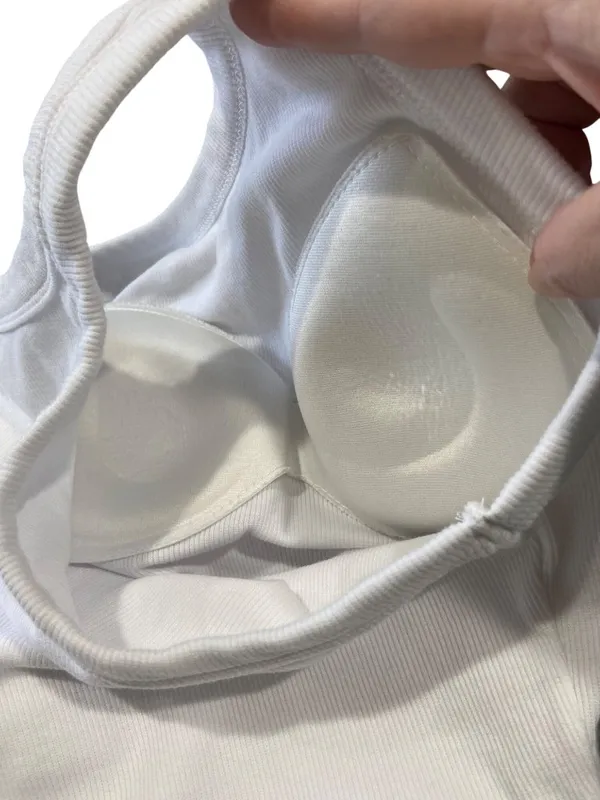 Boutique Built In Bra Ribbed Tank Top White Size XL Minimalist Neutral Summer - Image 5