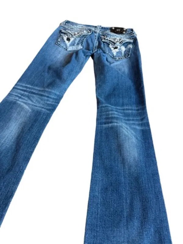 Miss Me JE544OBL Boot Dark Wash Patchwork Sequin Bootcut Jeans Size 29 Women's - Image 14