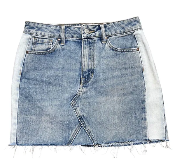 Pacsun Denim Retro Y2K Mini Skirt Light Wash Two Tone Frayed Hem Women's Size 25 - Image 7