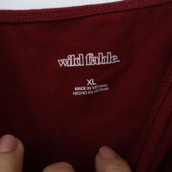 Wild Fable Burgundy Bodycon Mini Dress XL Surplice V-Neck Spaghetti Strap Cotton - Image 2