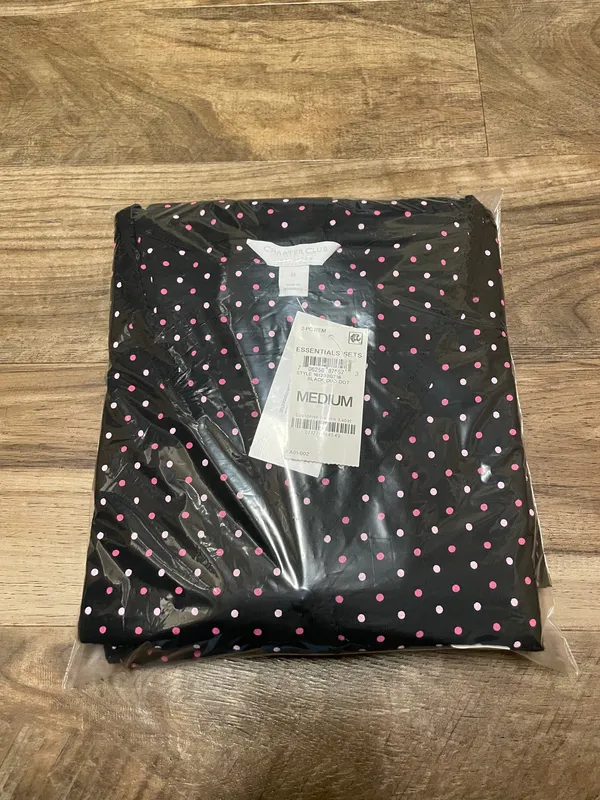 NWT! Charter Club Black Polka Dot 2 Piece Short Sleeve Pajama Set Women's Size Medium - Image 9