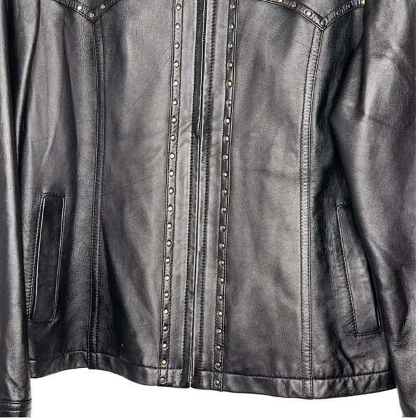 Pendleton Black Leather Jacket‎ with Studs - Image 3