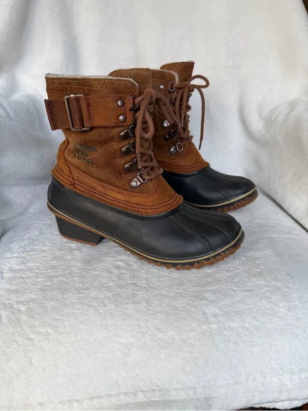 Sorel Fancy Lace II Womens Boots 6 Brown Waterproof Leather Lace Up Duck - Image 8