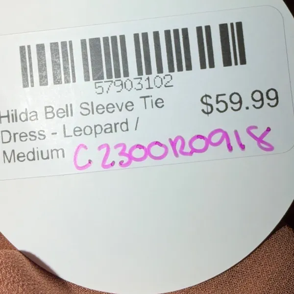 ACOA‎ Hilda Leopard Print Bell Sleeve Tie Front Mini Dress Brown Medium NEW - Image 3