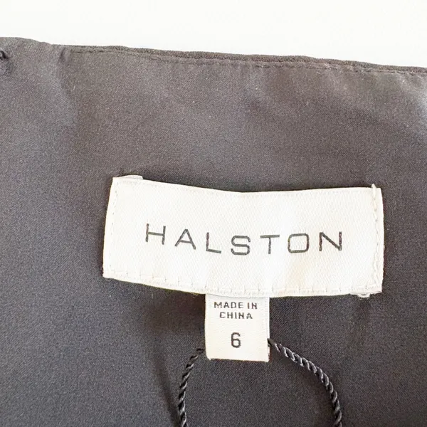 NWT Halston Womens Piper Crystal Trim Crepe Ruched Midi Halter Dress Black 6 - Image 10