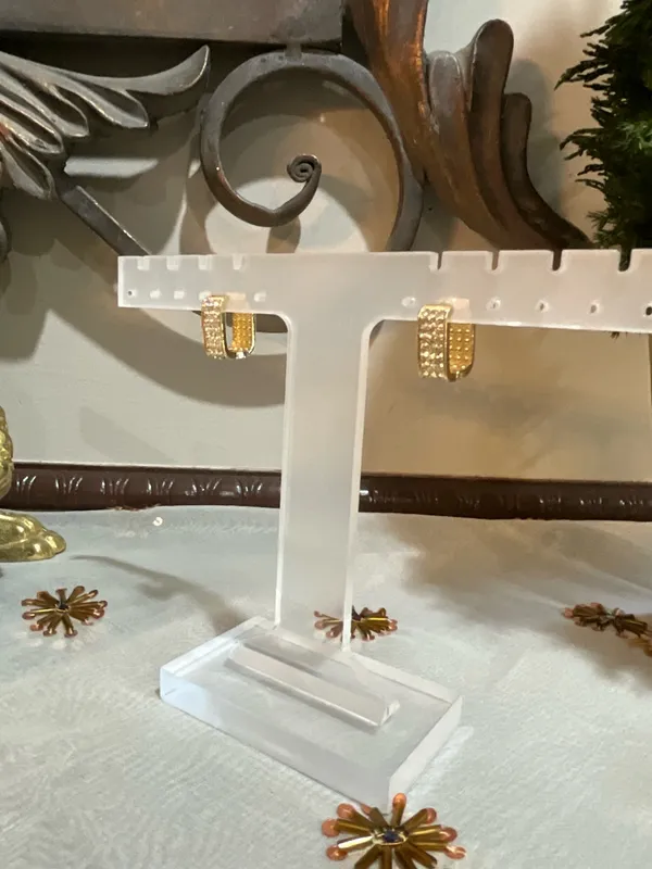 Gold glitter silver hoop earrings - Image 9