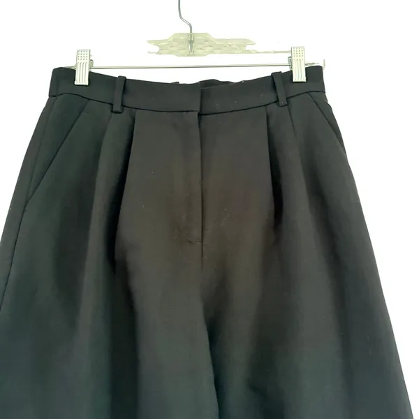 Abercrombie & Fitch Sloane Tailored Wide Leg Pants Black Pleated High‎ Rise 28/6 - Image 3