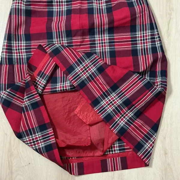 Pendleton Plaid Wool Skirt Size‎ 10 Red Navy White Pleated Midi Preppy - Image 5