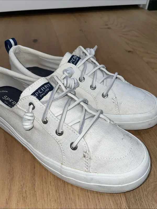 Sperry Crest Vibe White Canvas Low-Top Sneakers with Navy Accents Size 9.5 - Image 8