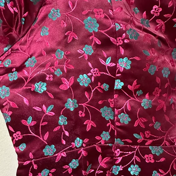 Lulus Always Decadent Magenta Floral Brocade Puff Sleeve Mini Dress Size Medium - Image 7