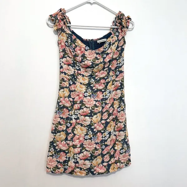 ABERCROMBIE & FITCH A&F Off the Shoulder Corset Mini Dress Blue Pink Etc Floral - Image 3