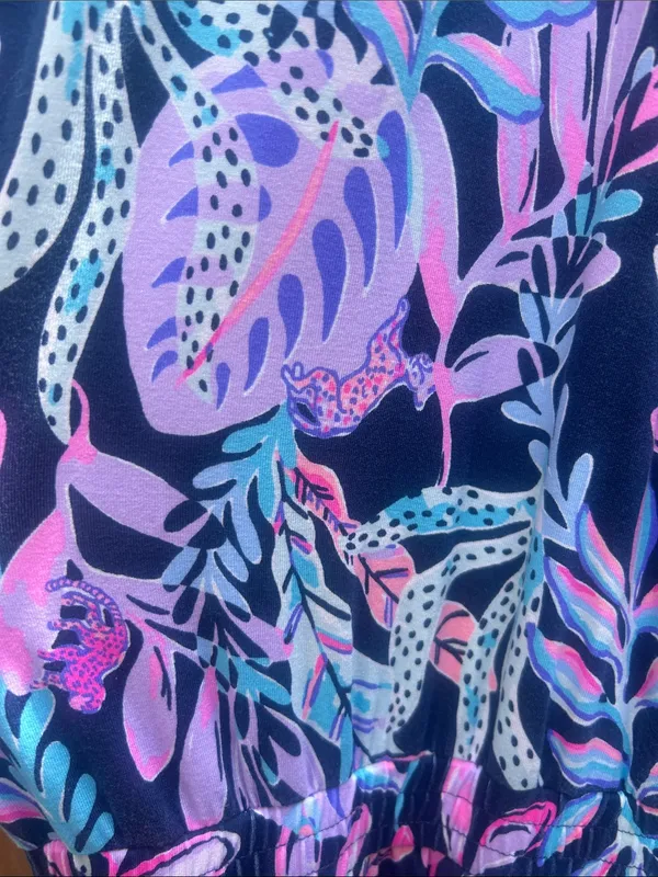 Lilly Pulitzer Wyota Tropical Jungle Blue Purple Jumpsuit Size Large - Image 7