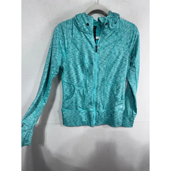 C9 Champion Women's Small Teal Full Zip Hoodie Space Dye‎ Yoga Activewear Jacket - Image 3