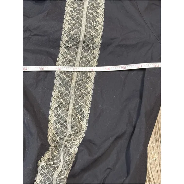 Anthropologie Black Poplin Lace-Trim Skirty Smock Waist Romper - Image 6