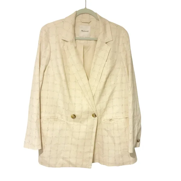 Madewell Plus‎ Size 1X Cream The Caldwell Blazer Ghent Plaid - Image 2