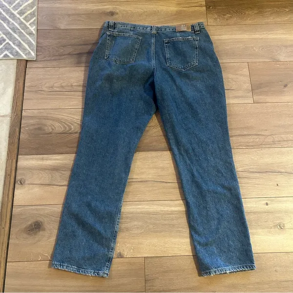 Free People We the Free CRVY Low Rise Siren Button Fly Straight in Blue Denim - Image 3