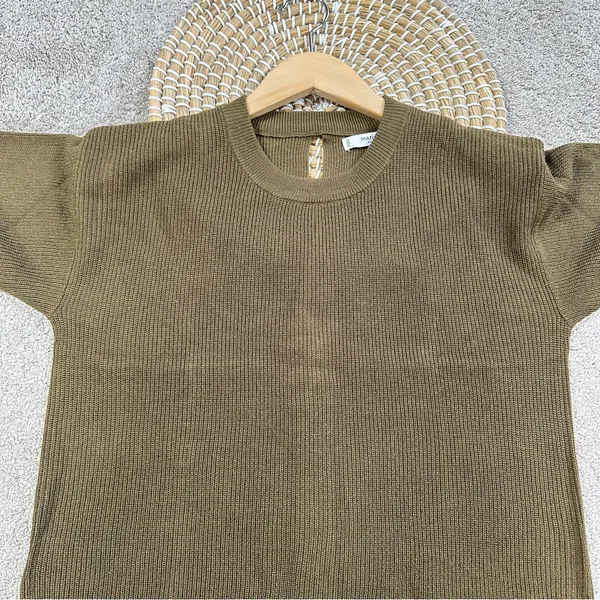 NWT Mango Women’s Crewneck Knit Sweater Longsleeve in Dark Olive S - Image 3