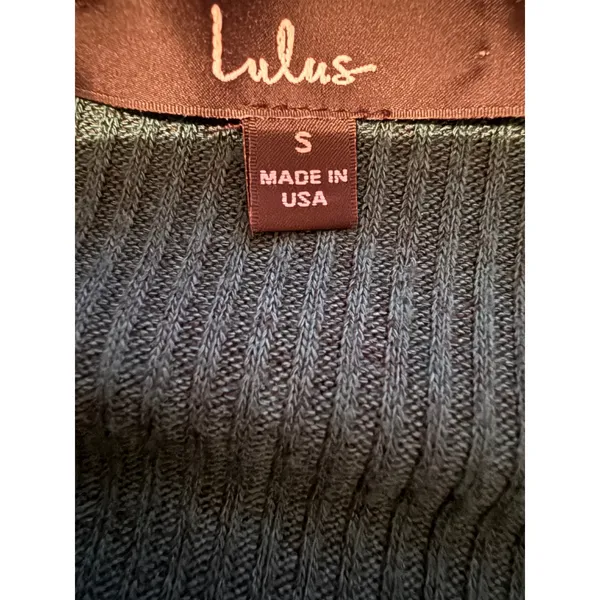 Lulus‎ Hunter Green Ribbed Knit Fit Flare Skater Dress Womens Small Long Sleeve - Image 5