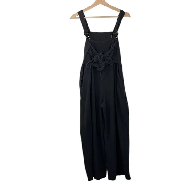 Gilli Black Jumpsuit adjustable straps back ties size Medium Cotton - Image 2