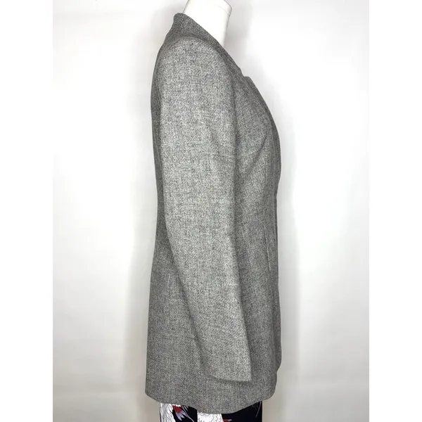 Zara Basic Grey Shetland Wool Coat Stand Collar Tailored Jacket Small Gray - Image 5