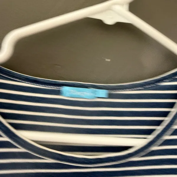 J. Mclaughlin M Navy Blue White Striped Cotton Long Sleeve Crew‎ Neck Tee Shirt - Image 6